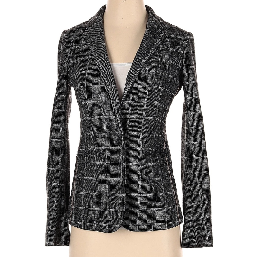 Banana Republic Dark Grey and White Plaid Blazer Sz 0 - Worn Once!
